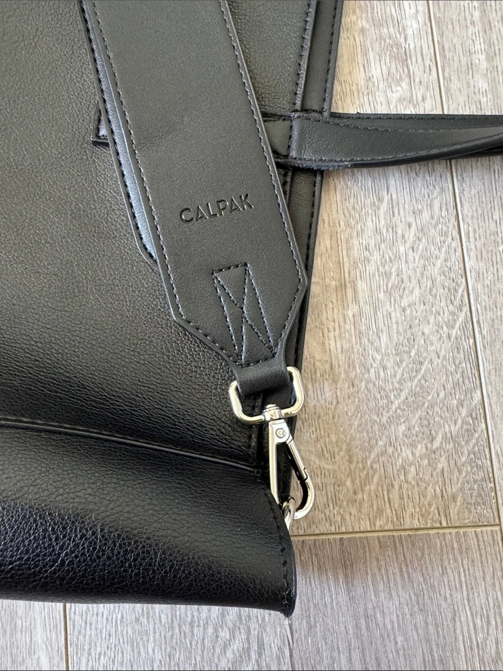 CALPAK Haven 16” Laptop Tote Black Vegan Leather Work Travel Bag